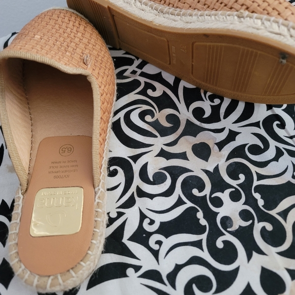 Kanna leather camel tone espadrill slide mules - Picture 5 of 9